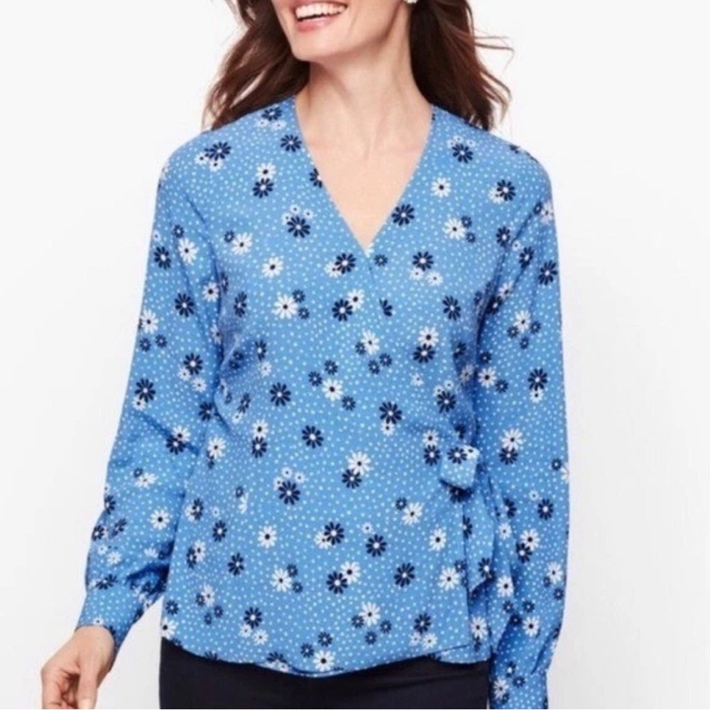 Talbots Blue Floral Blouse